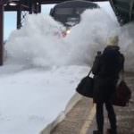 amtrak train collides with a track full of snow