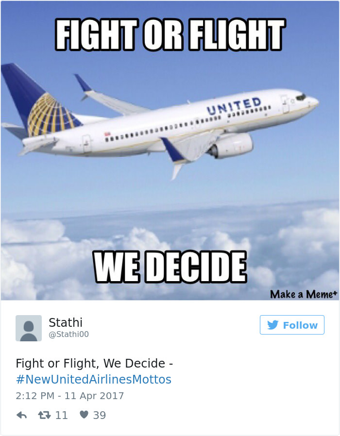 Twitter is Suggesting Hilarious Slogans For United Airlines' After ...