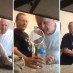 grandma pulls water bottle coin trick on her husband